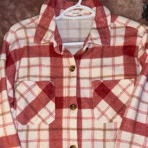 SIZE XS. Fits like a medium…Maurices Red and White Plaid Shirt WORE 2 times